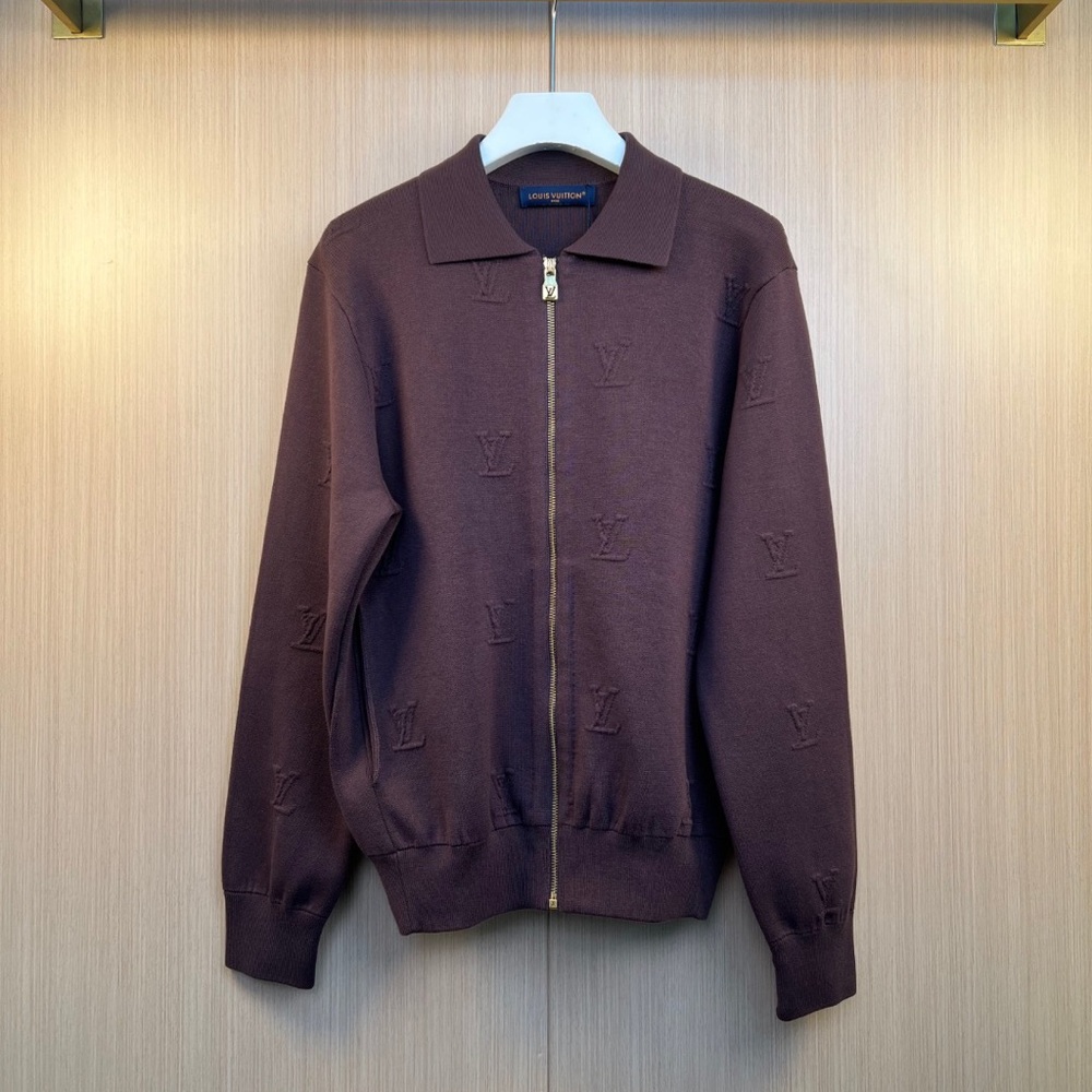 Louis Vuitton Men’s Chocolate Brown Zip Polo Sweater